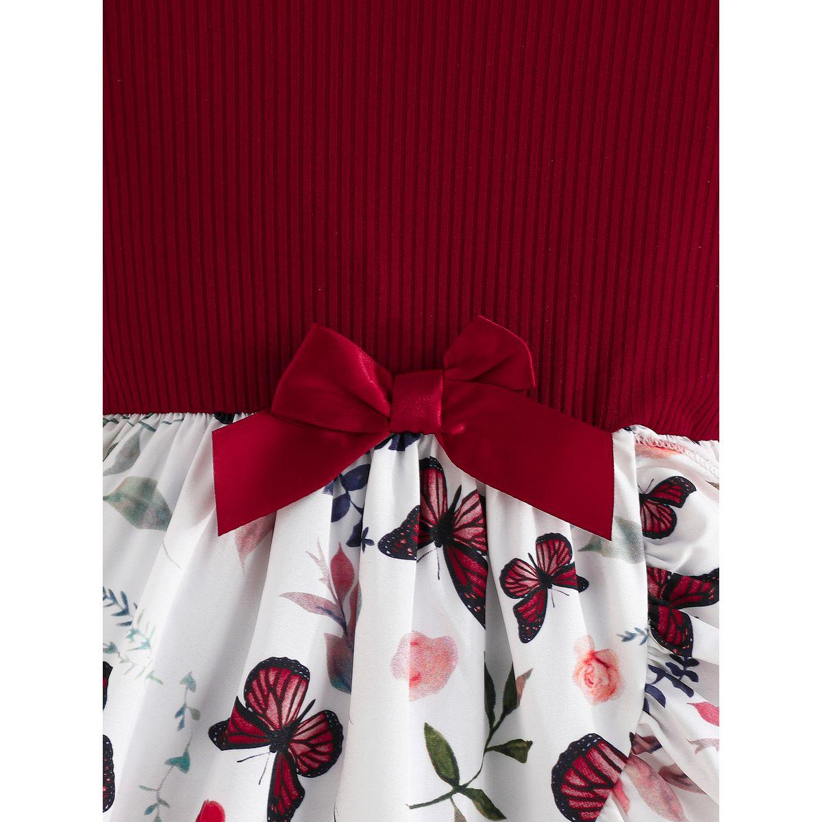 Styli Butterfly Print Ruffled Bow Detail Dress-girls-clothing-dressesandjumpsuits-image-4