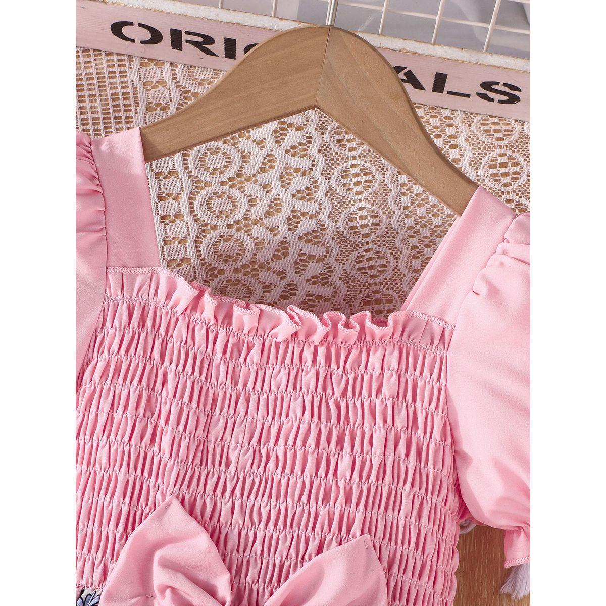 فستان بأكمام منفوخة وطبعة زهور-girls-clothing-dressesandjumpsuits-image-2