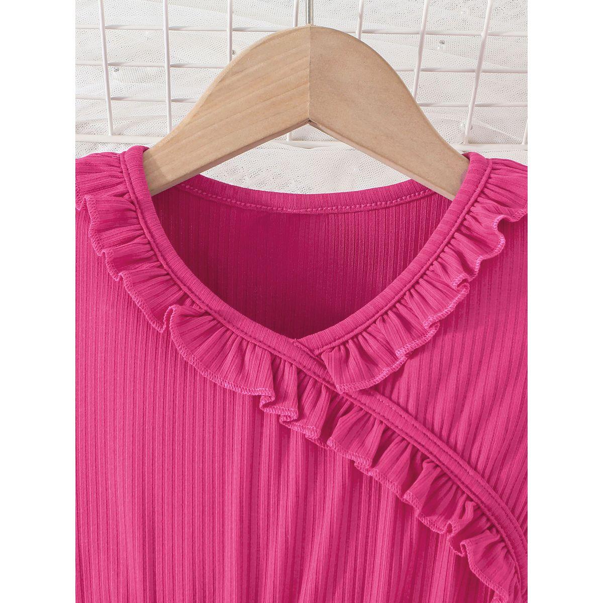 Styli Pink Bow Detail Embellished Mesh Dress-girls-clothing-dressesandjumpsuits-image-2