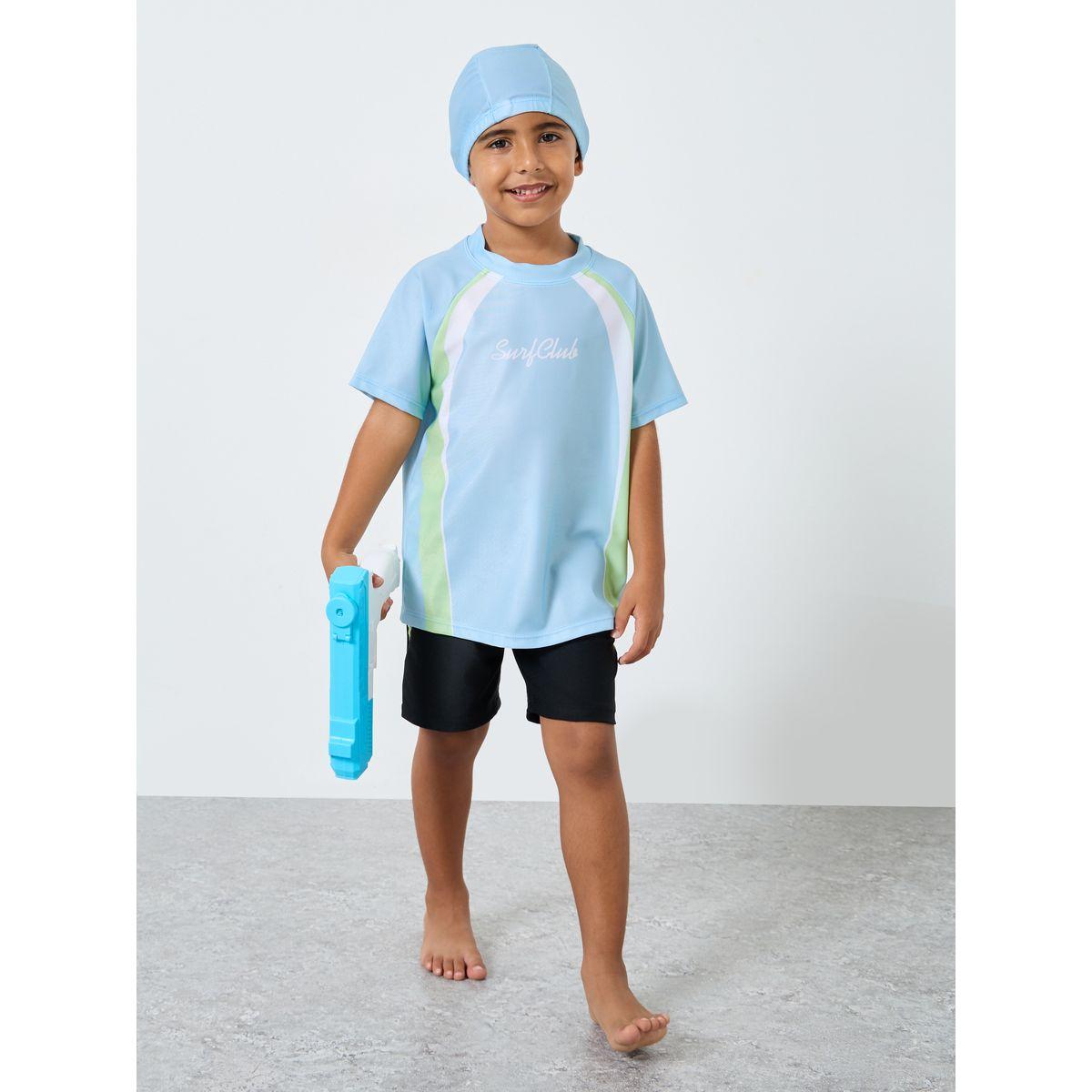 بدلة سباحة من 3 قطع - شورت وتيشيرت مع كاب-boys-clothing-sportswear-sets-image-1