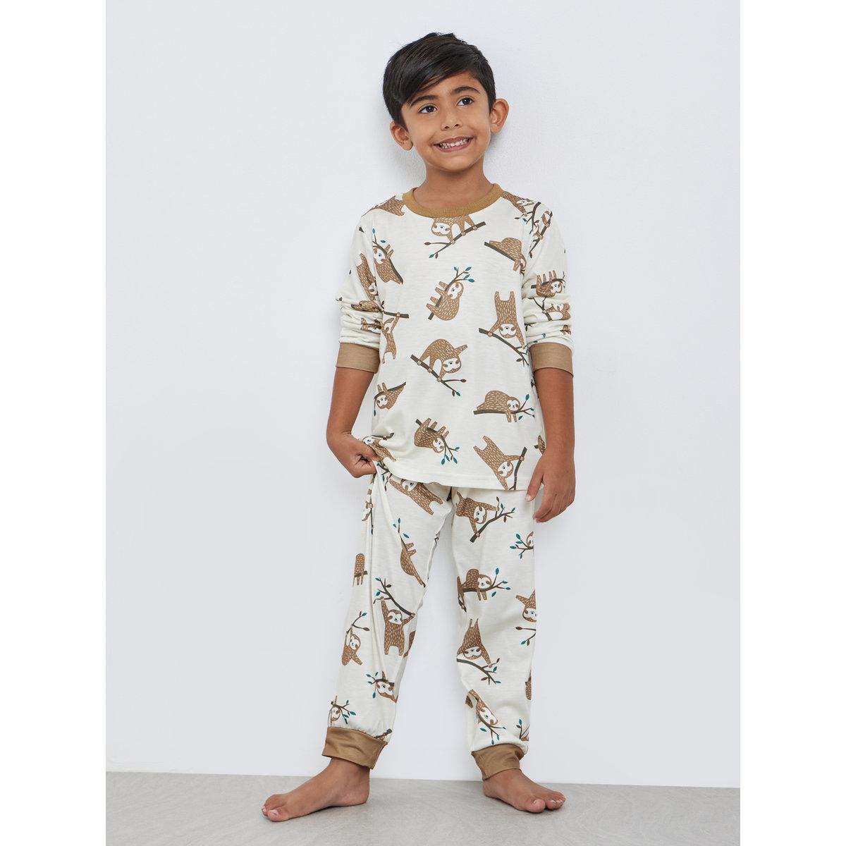 Styli Boys Sloth Graphic Print T-Shirt and Pyjama Set-boys-clothing-nightwear-image-1