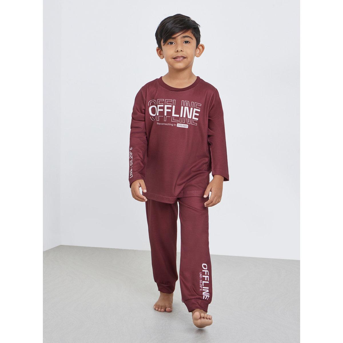 Styli Boys Slogan T-Shirt and Pyjama Set-boys-clothing-nightwear-image-1