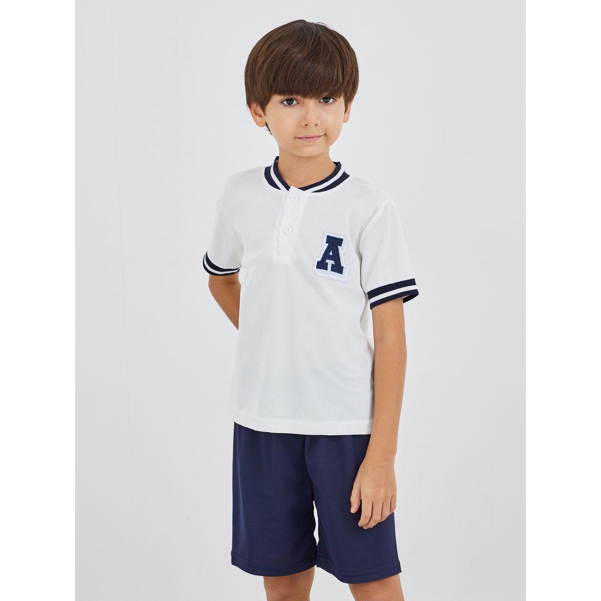 Styli Patch Detail Polo T-Shirt and Solid Shorts Set-boys-clothing-setsandcoords-image-2