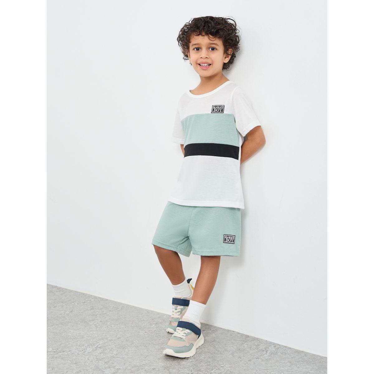 Styli Color Block T-Shirt and Shorts Set-boys-clothing-setsandcoords-image-1