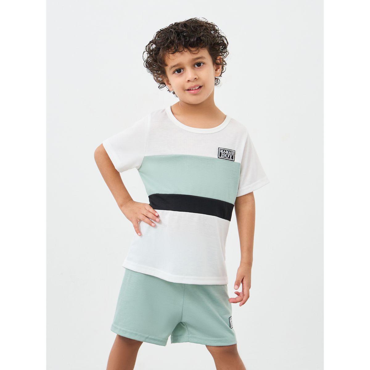 Styli Color Block T-Shirt and Shorts Set-boys-clothing-setsandcoords-image-2