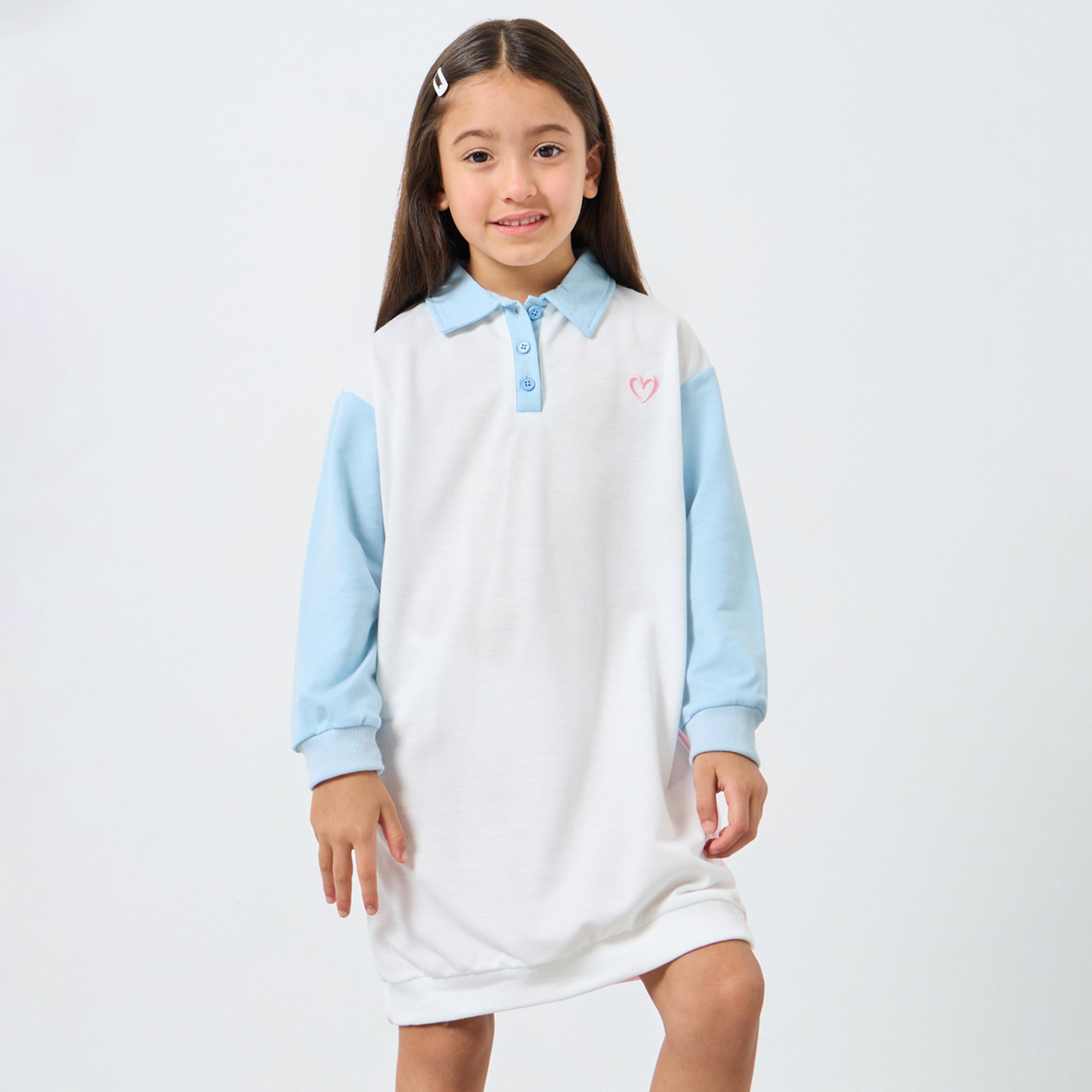 Styli Girls White Polo T-Shirt Dress-girls-clothing-dressesandjumpsuits-image-1