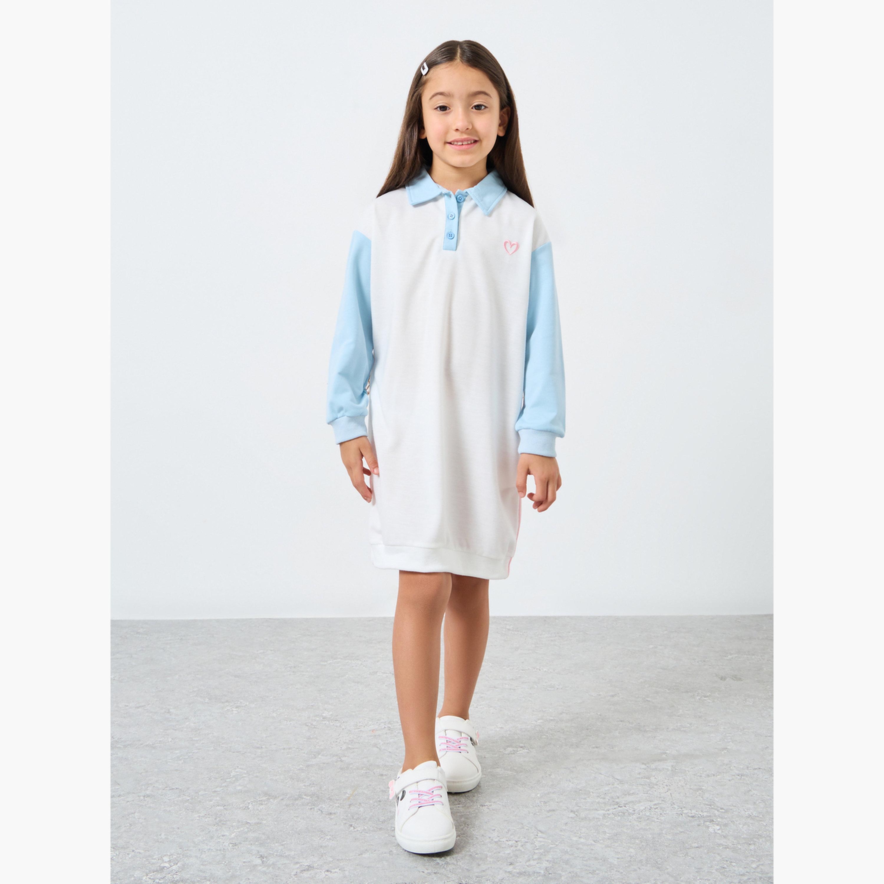 Styli Girls White Polo T-Shirt Dress-girls-clothing-dressesandjumpsuits-image-2