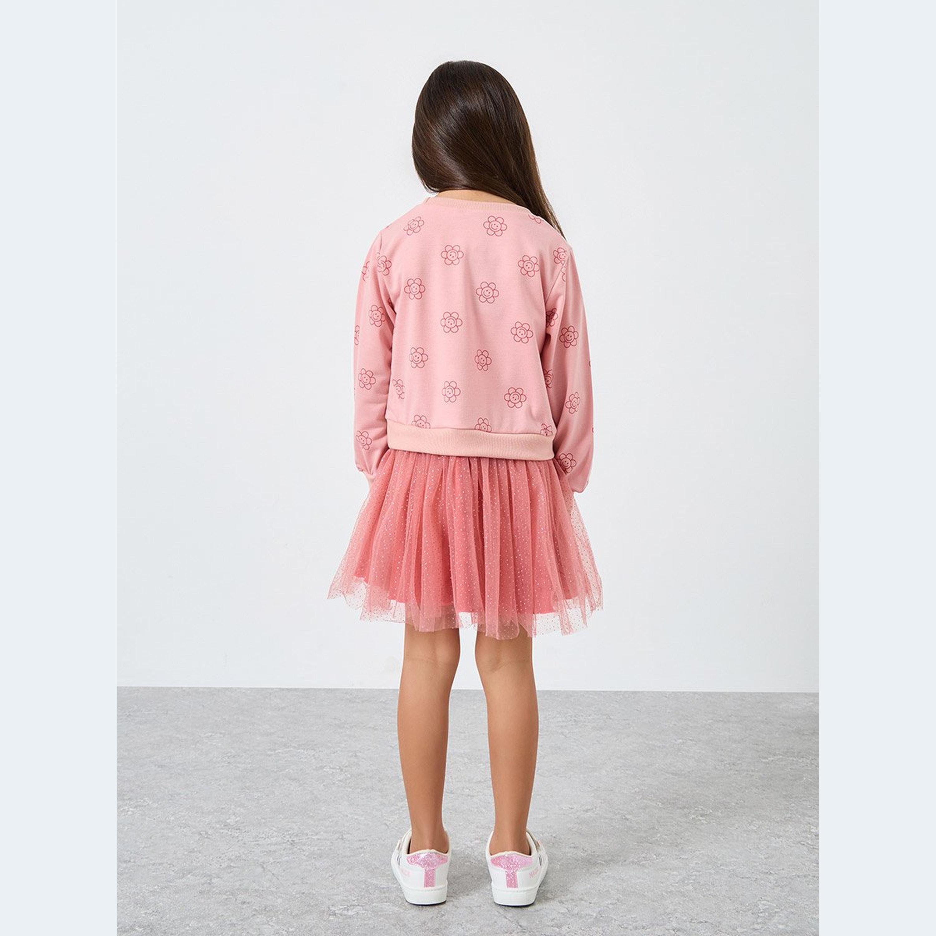 فستان بطبعة زهور مع تداخلات تُل-girls-clothing-dressesandjumpsuits-image-4