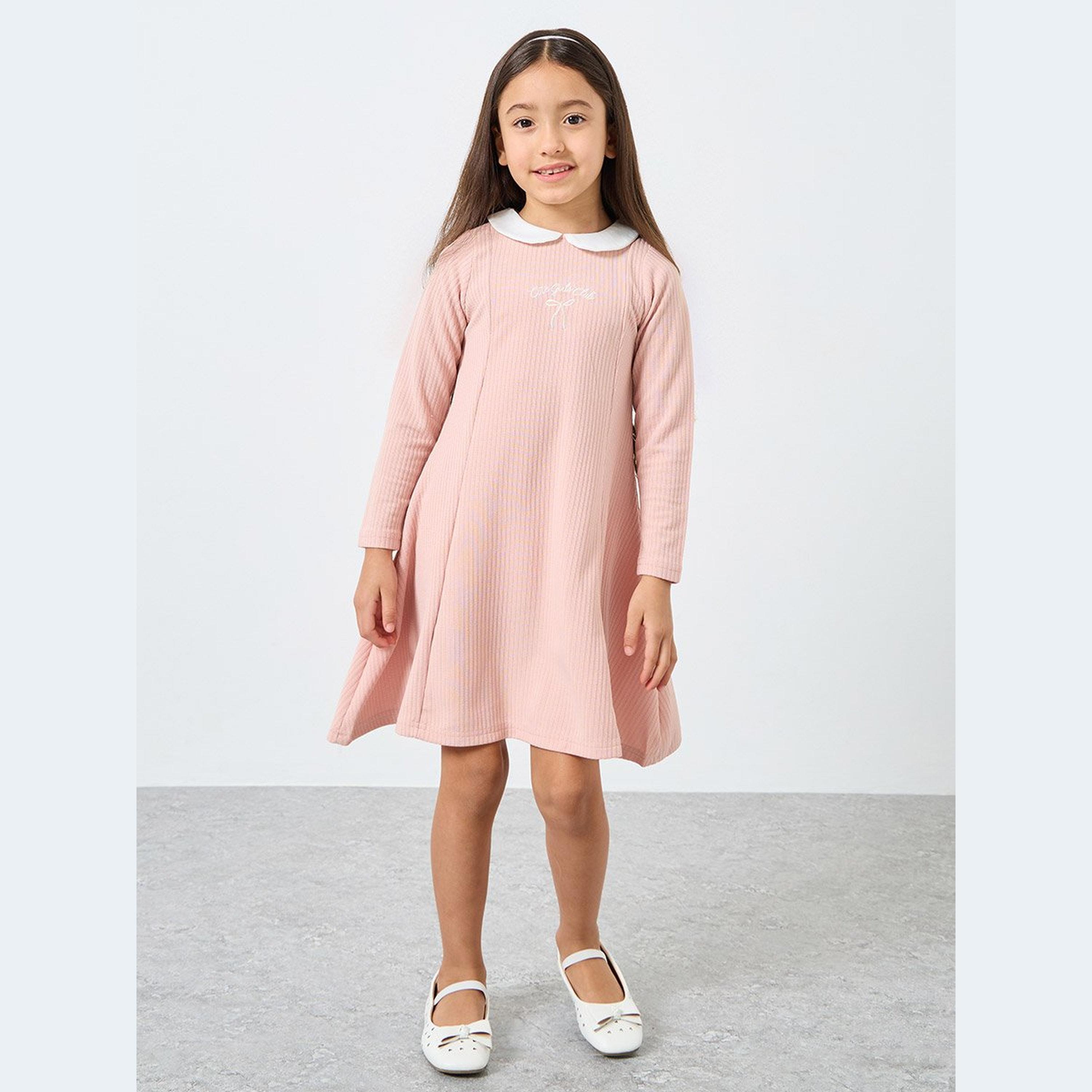 Styli Girls Textured Knit Dress-girls-clothing-dressesandjumpsuits-image-1