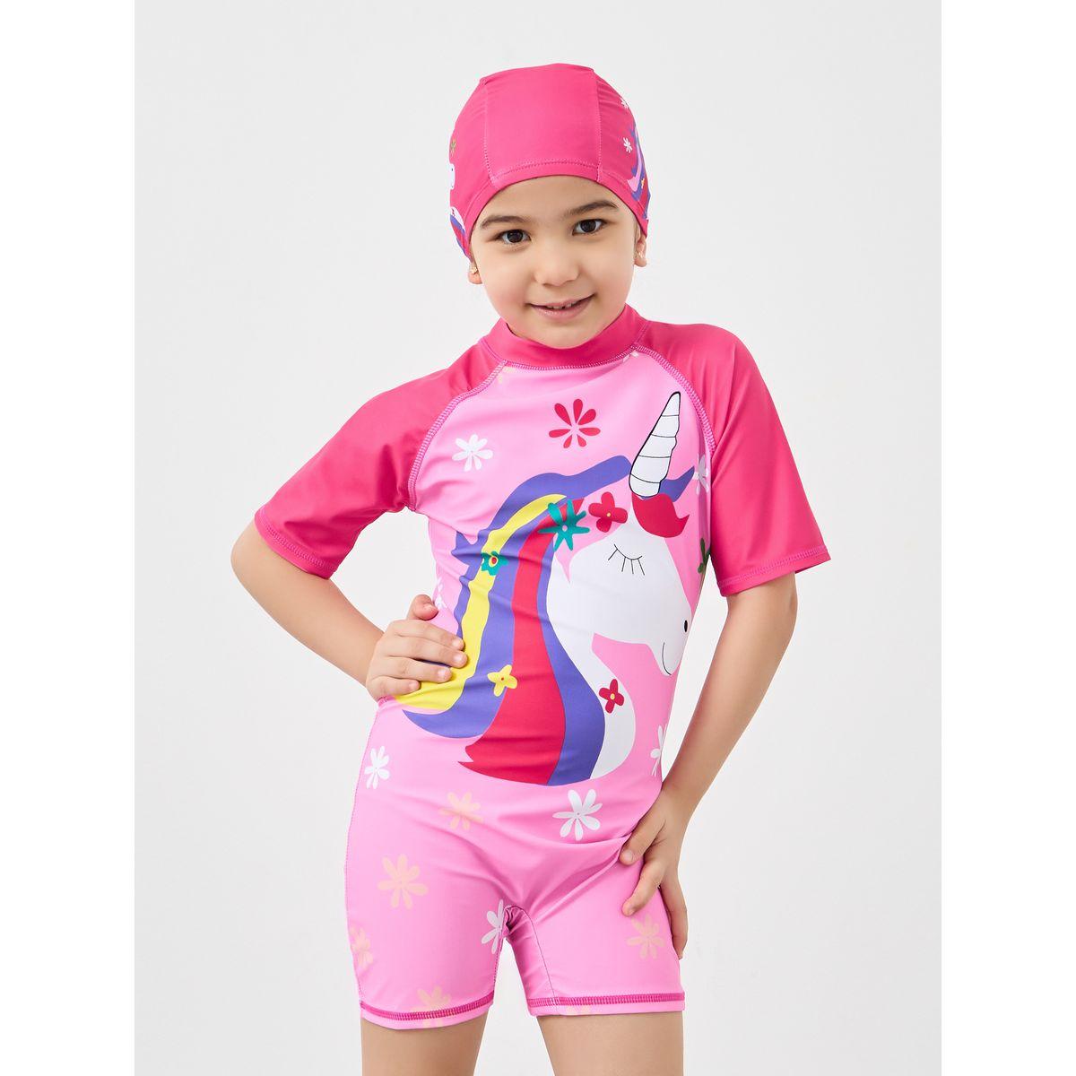 Styli Unicorn Graphic Print Swimsuit and Cap Set-sports-girls-clothing-sets-image-2