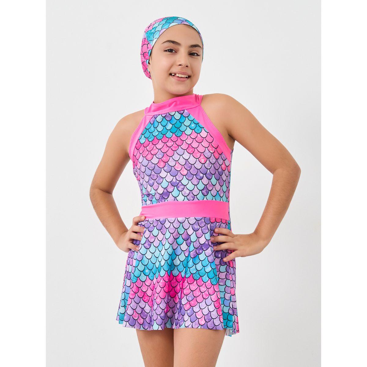 Styli All Over Print Swimsuit and Cap Set-girls-clothing-sportswear-sets-image-2