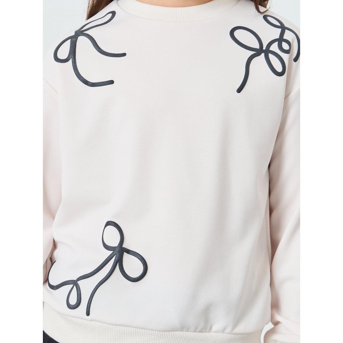 Styli Girls Bow Detail Sweatshirt and Joggers Set-girls-clothing-setsandcoords-image-3