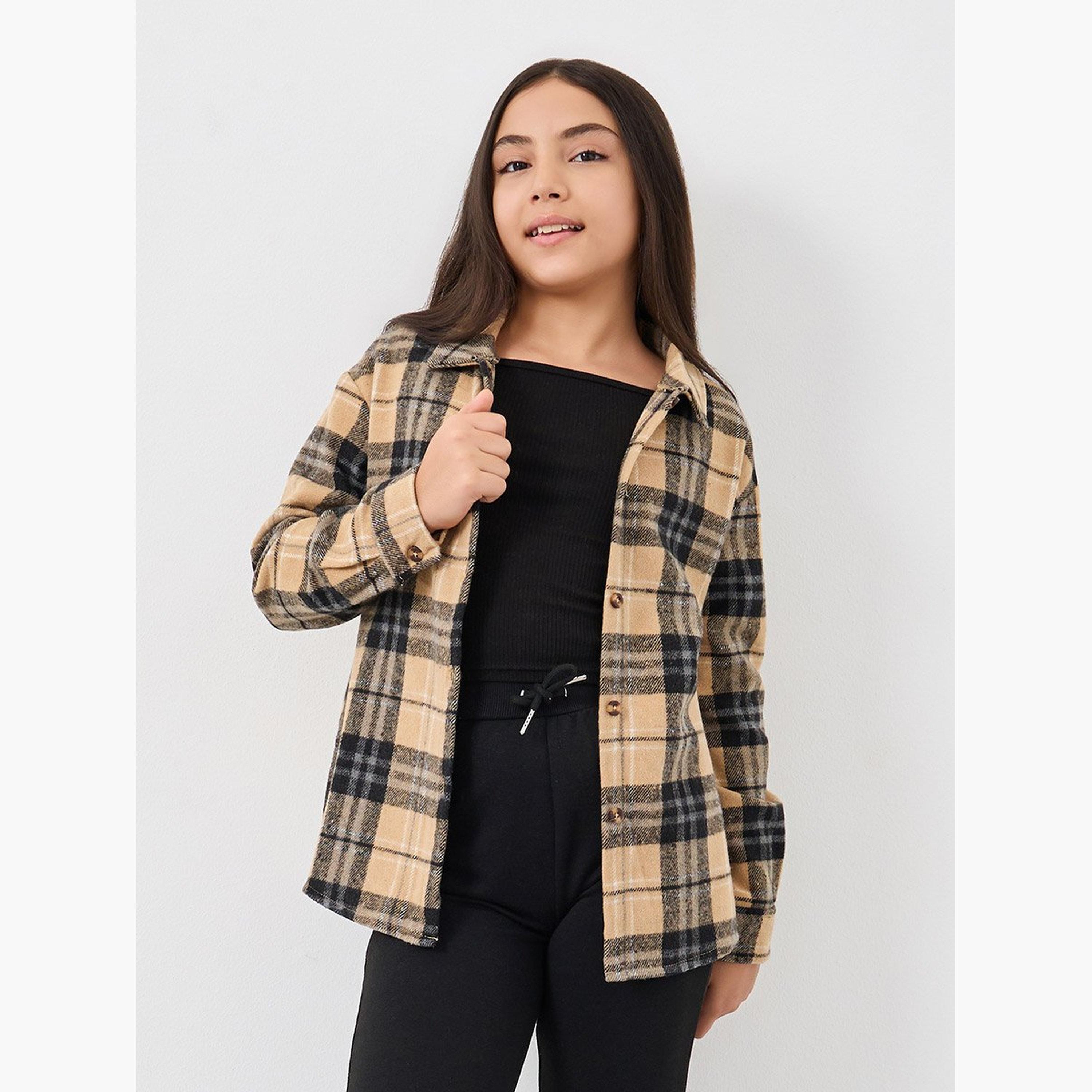 Styli Teen Checkered Flannel Shirt-girls-clothing-blousesandshirts-image-1