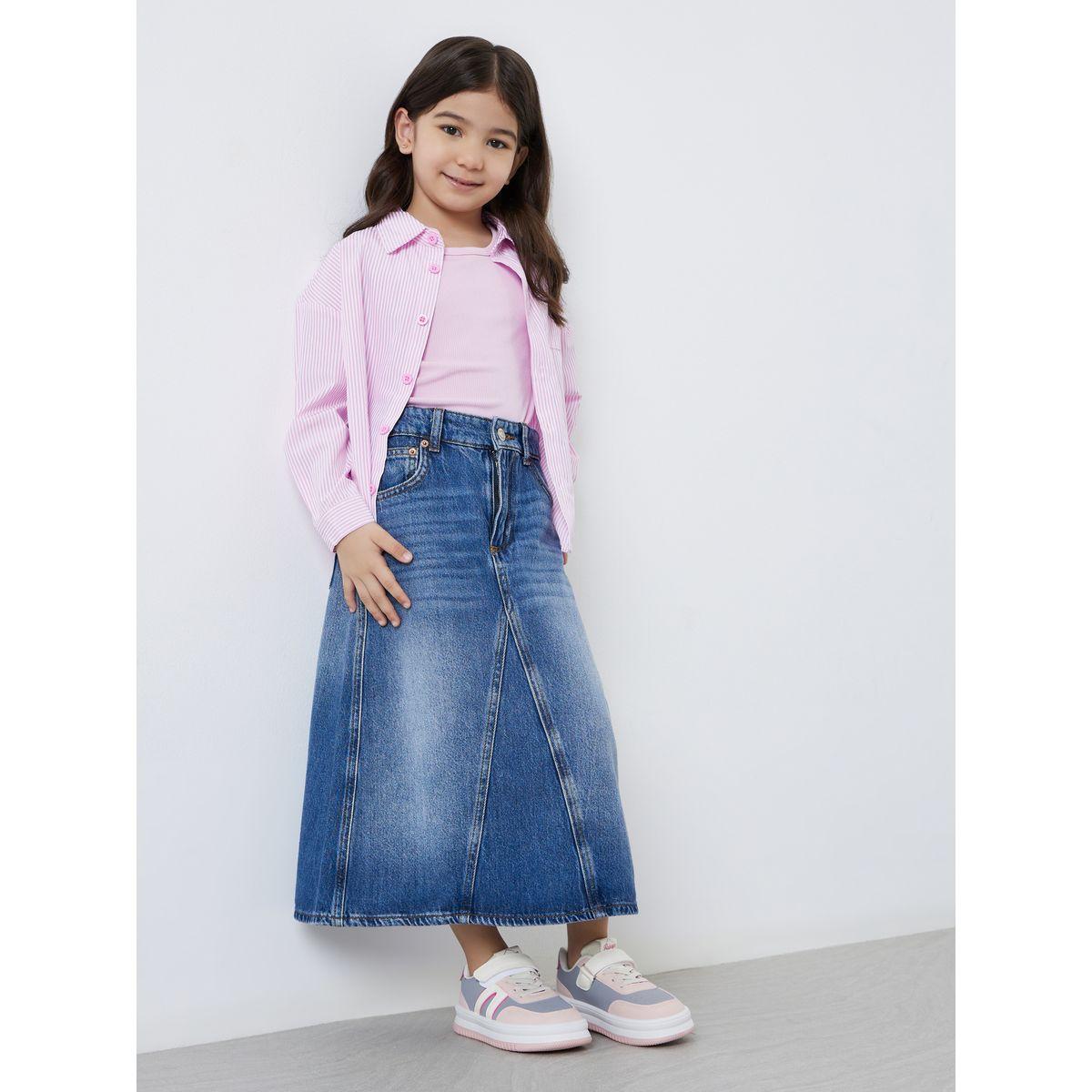 Styli Pack of 2 - Girls Pink Striped Shirt and Rib Tank-girls-clothing-blousesandshirts-image-3