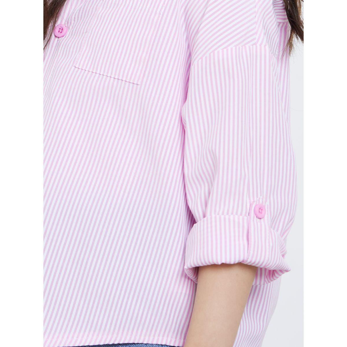 Styli Pack of 2 - Girls Pink Striped Shirt and Rib Tank-girls-clothing-blousesandshirts-image-5