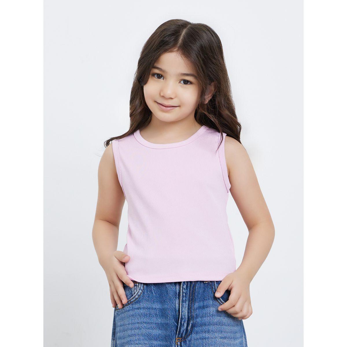 Styli Pack of 2 - Girls Pink Striped Shirt and Rib Tank-girls-clothing-blousesandshirts-image-6