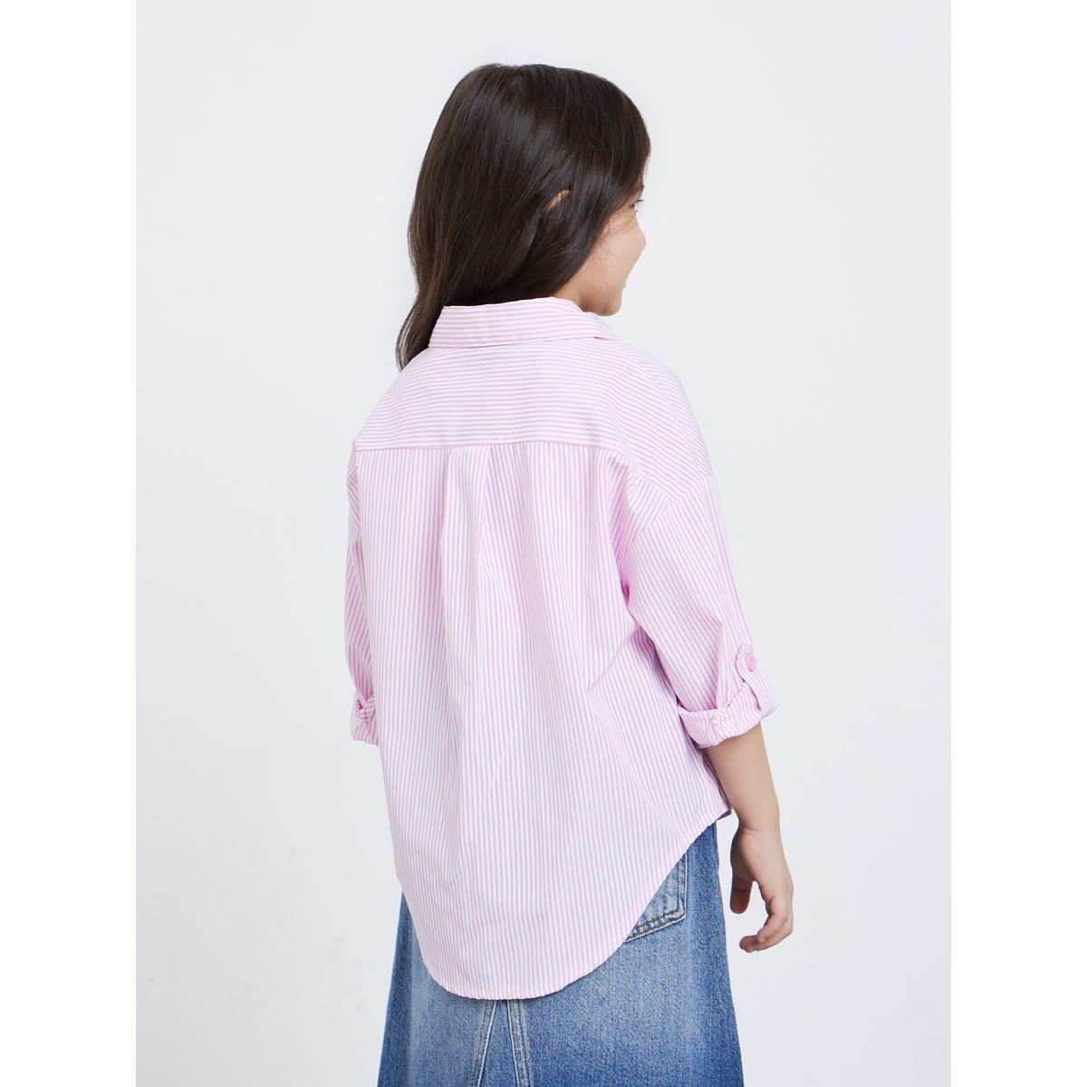 Styli Pack of 2 - Girls Pink Striped Shirt and Rib Tank-girls-clothing-blousesandshirts-image-7