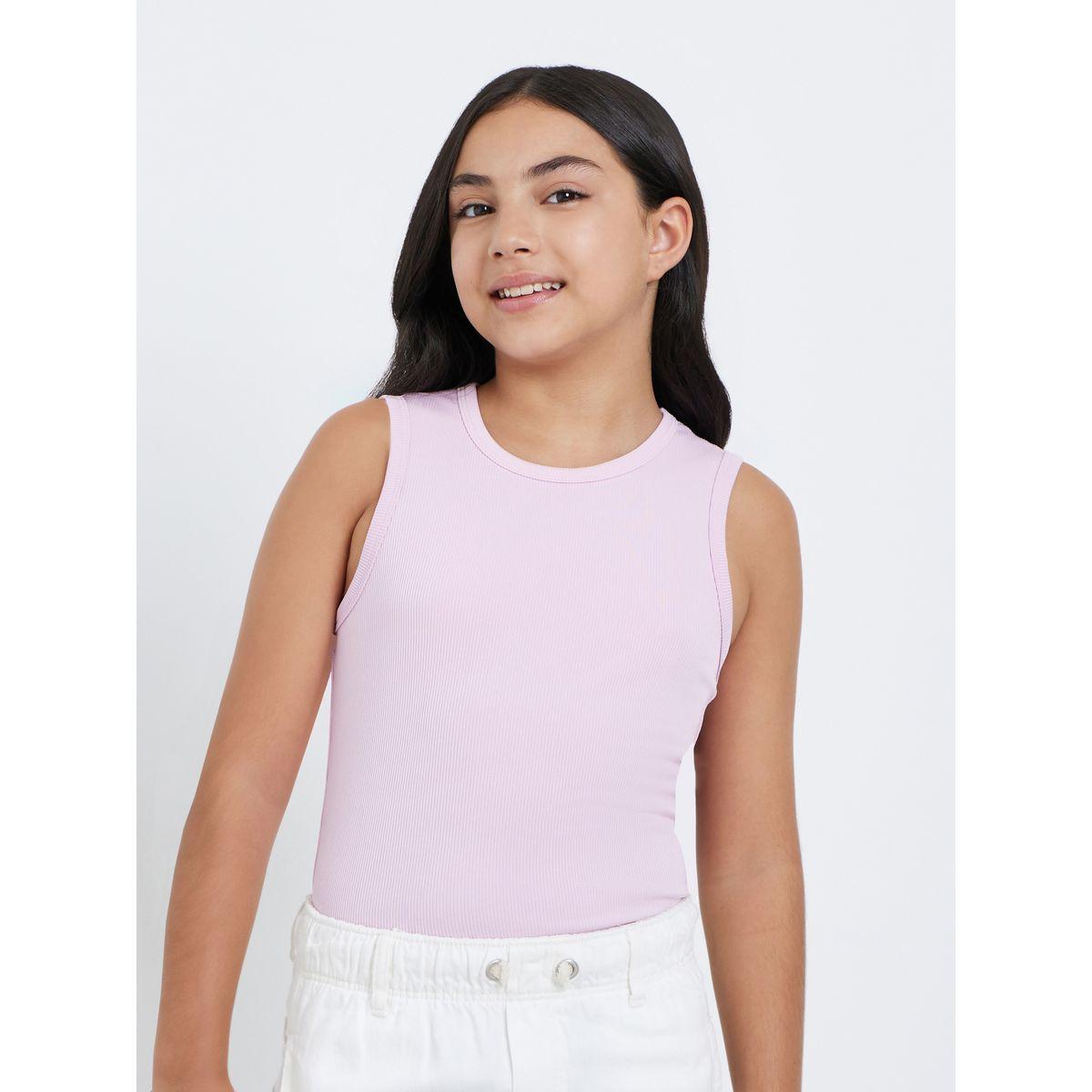 Styli Pack of 2 - Girls Pink Striped Shirt and Rib Tank-girls-clothing-blousesandshirts-image-7