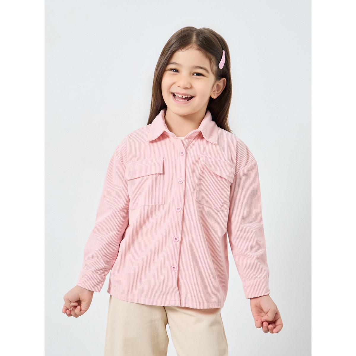 بلوزة بتفاصيل بارزة الملمس مع جيوب-girls-clothing-blousesandshirts-image-2
