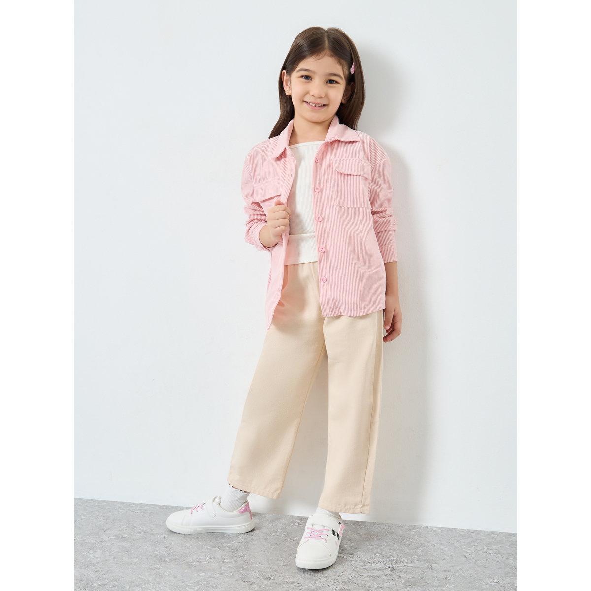 بلوزة بتفاصيل بارزة الملمس مع جيوب-girls-clothing-blousesandshirts-image-3