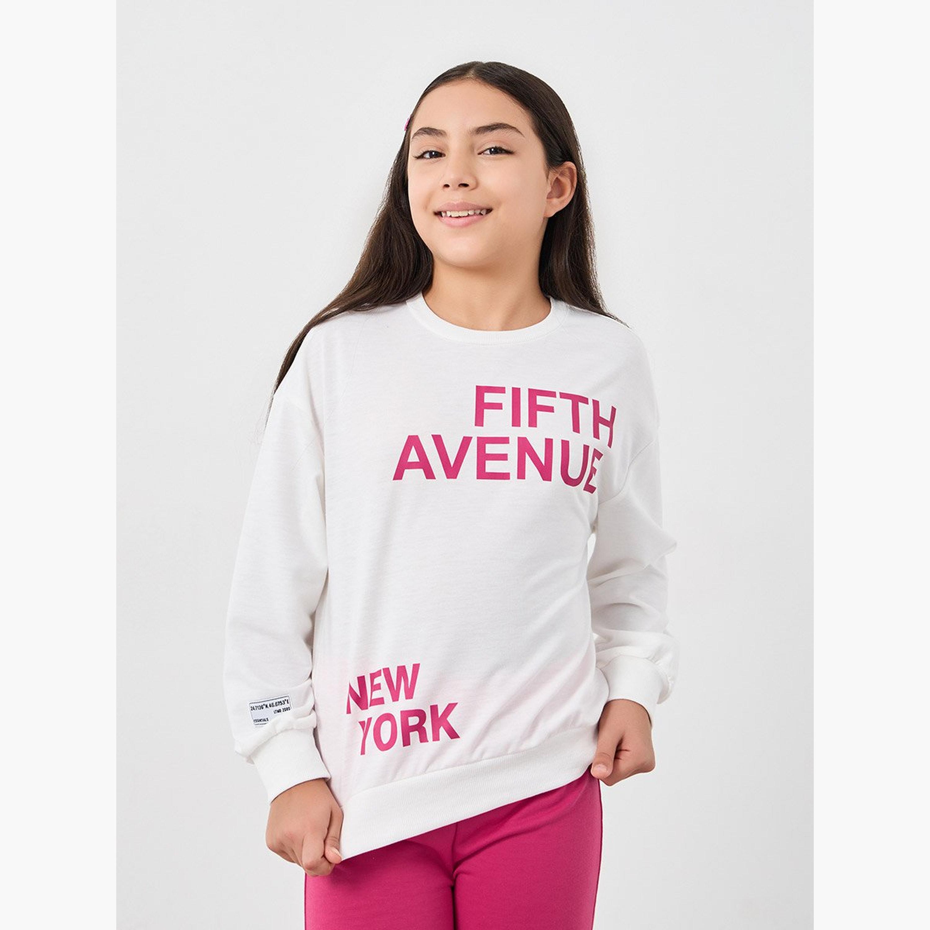 Styli Teen Fifth Avenue Print Sweatshirt and Trousers Set-girls-clothing-setsandcoords-image-2