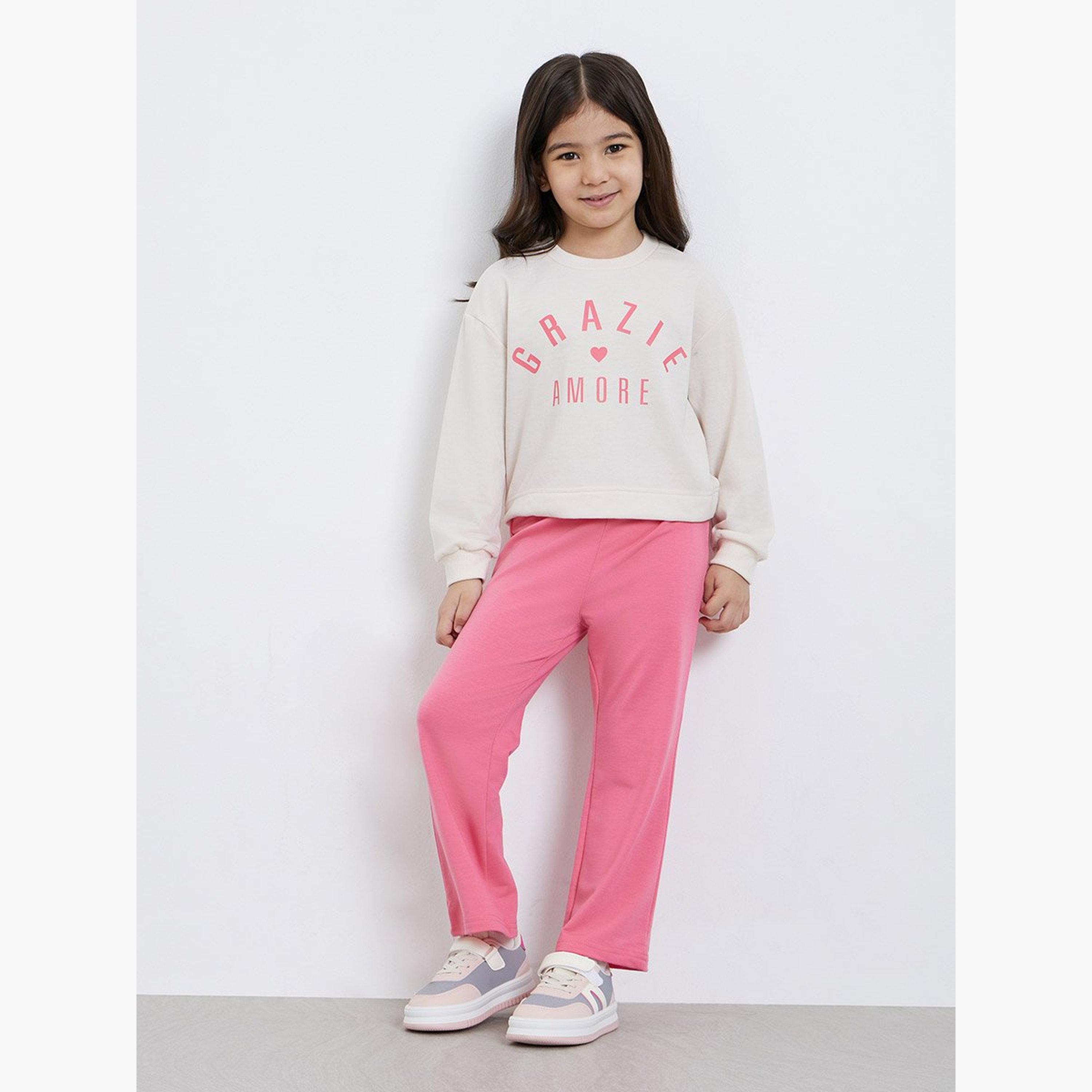 Styli Girls Graphic Sweatshirt and Joggers Set-girls-clothing-setsandcoords-image-1