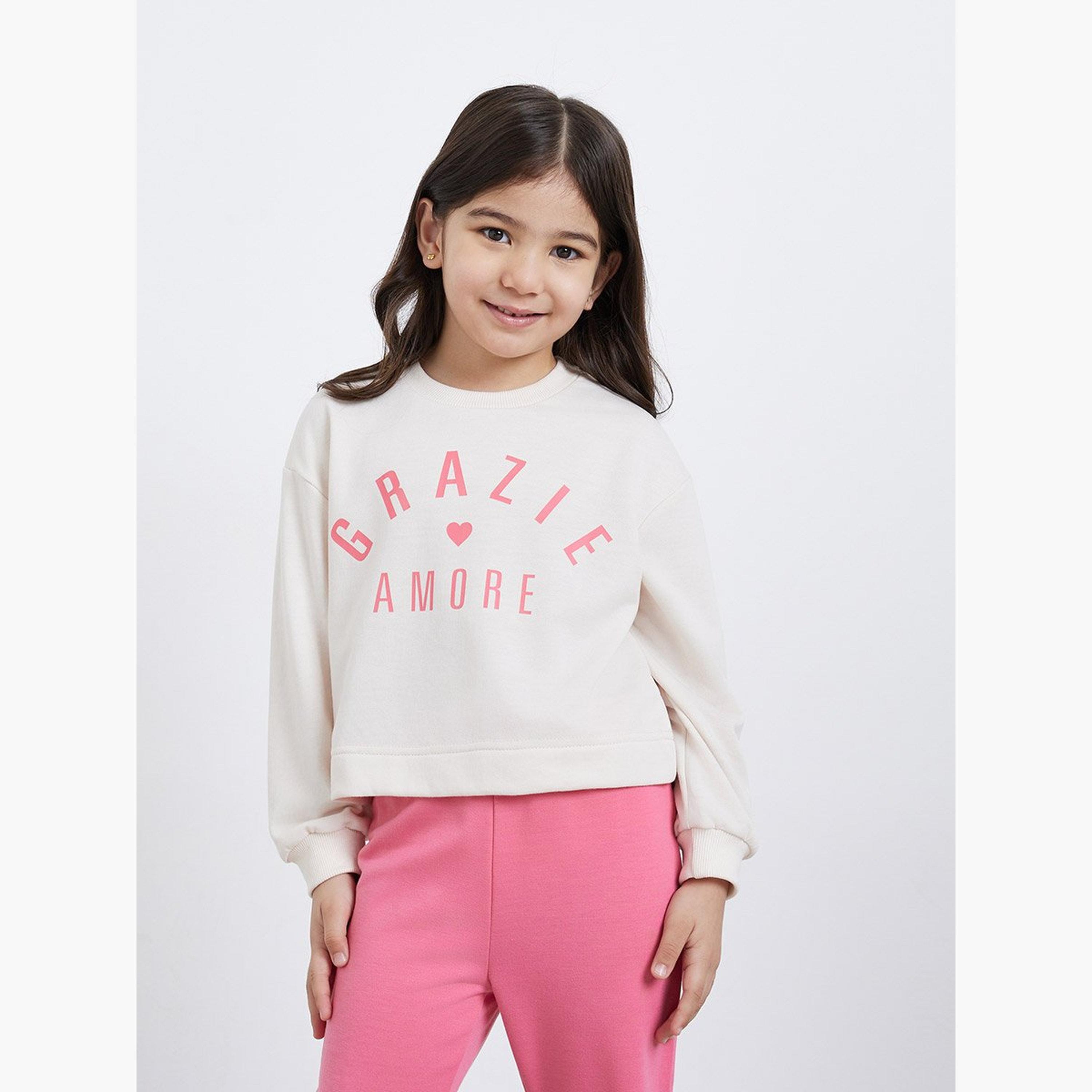 Styli Girls Graphic Sweatshirt and Joggers Set-girls-clothing-setsandcoords-image-2