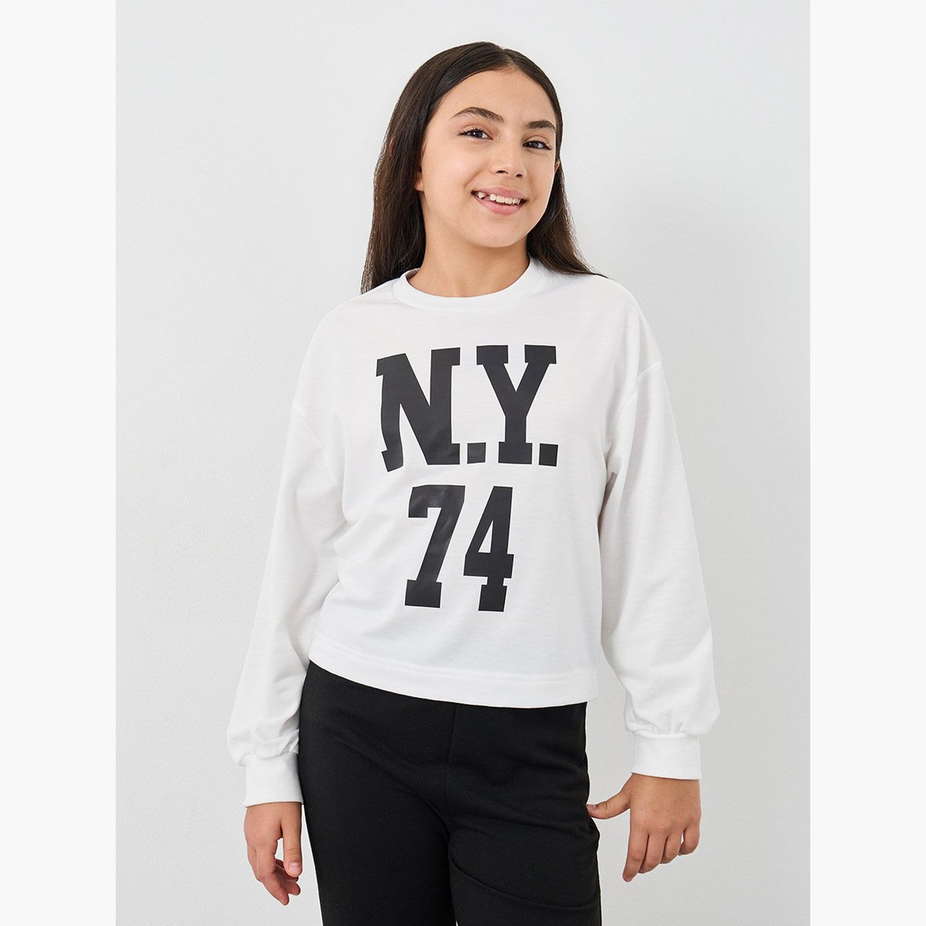 Styli Teen Graphic Sweatshirt and Flare Pants Set-girls-clothing-setsandcoords-image-2