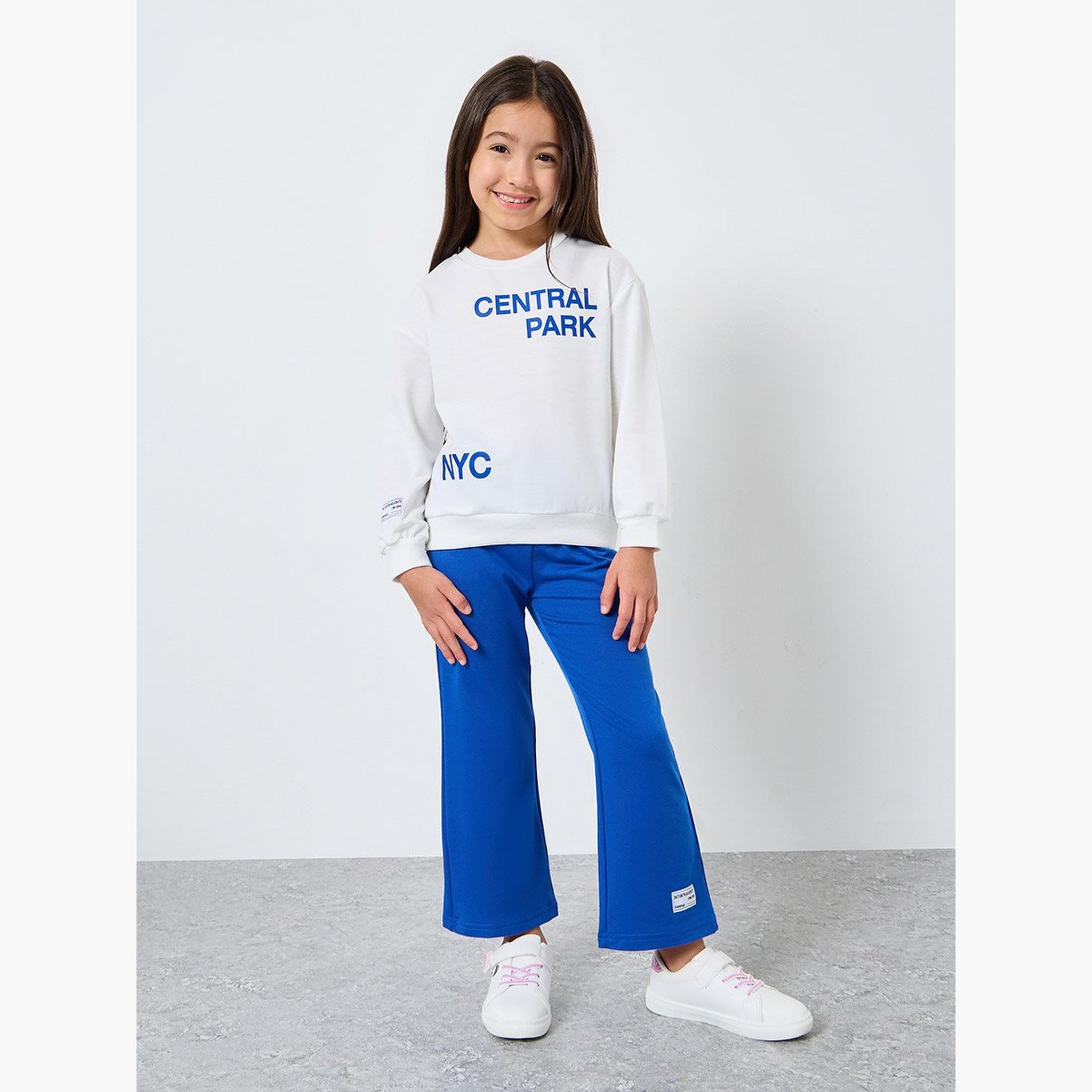 Styli Girls Central Park Print Sweatshirt and Trousers Set-girls-clothing-setsandcoords-image-1