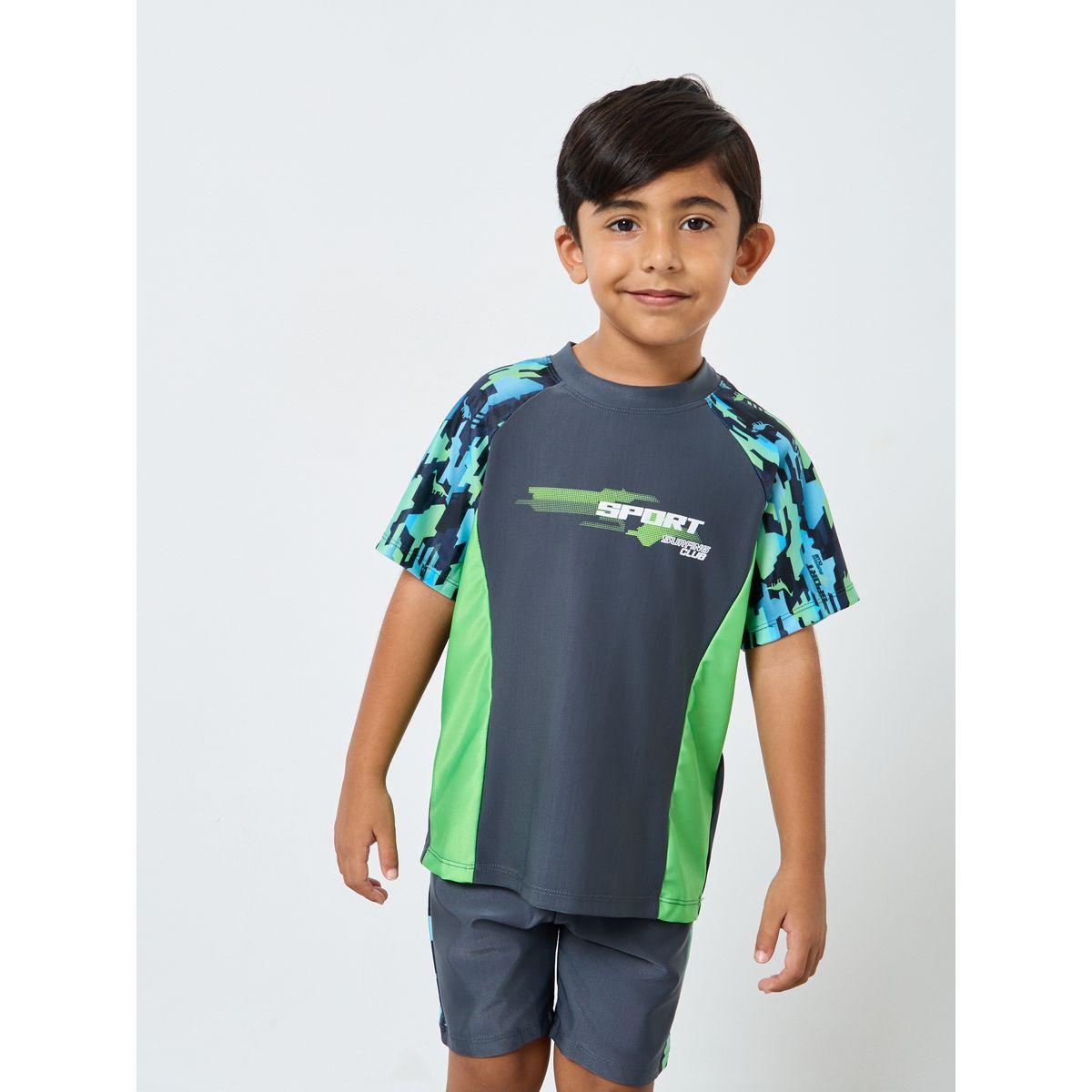 بدلة سباحة من 3 قطع - شورت وتيشيرت مع كاب-boys-clothing-swimwear-image-3