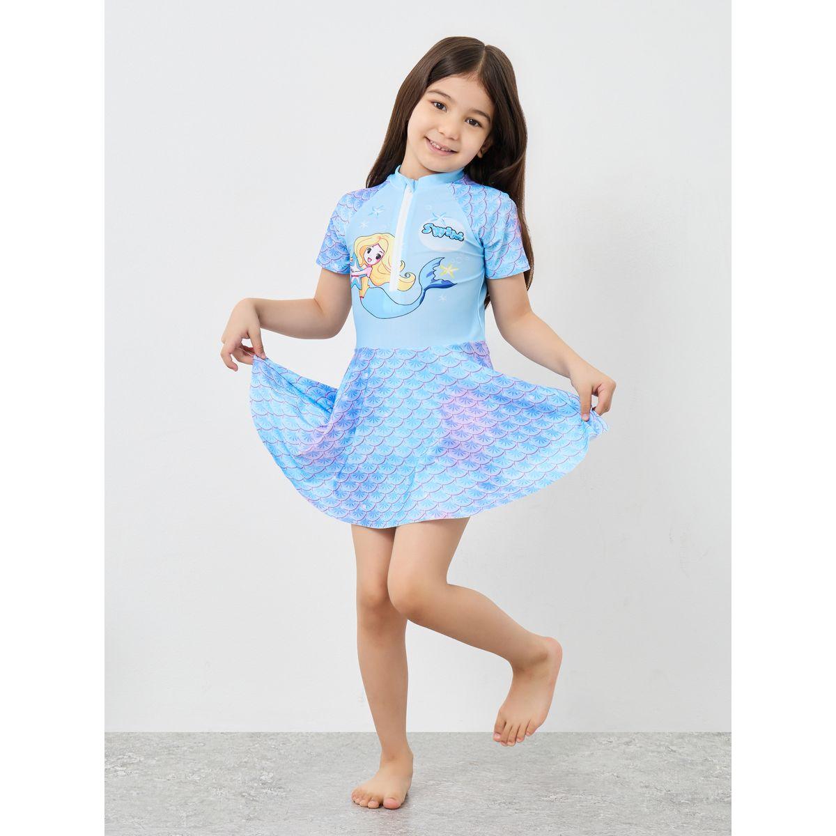 بدلة سباحة بنمط فستان مع شورت-sports-girls-clothing-sets-image-1