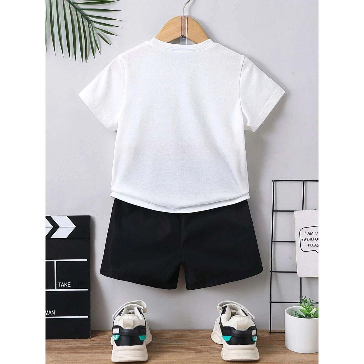 طقم منسق من شورت وتيشيرت بطبعة كتابة-girls-clothing-setsandcoords-image-2