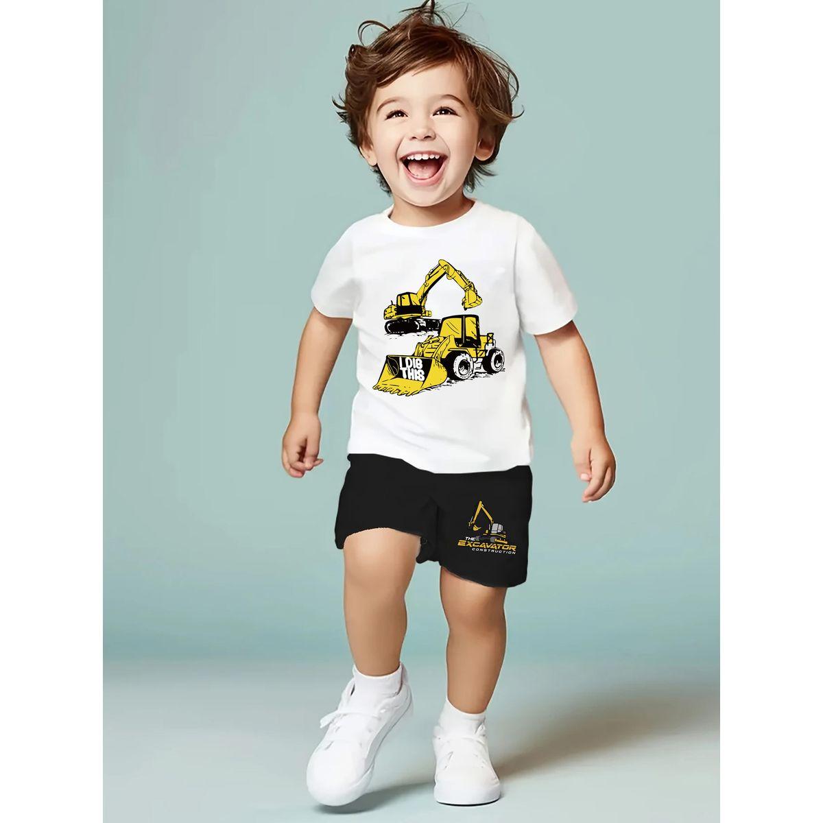 Styli Boys Vehicle Graphic T-Shirt and Shorts Set-boys-clothing-setsandcoords-image-1