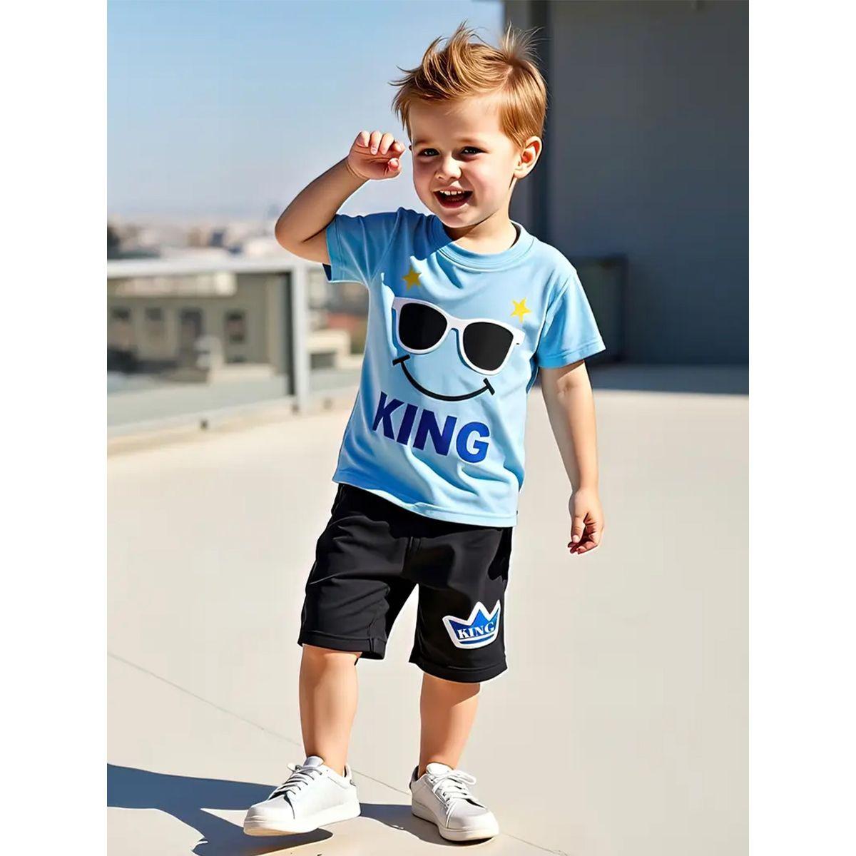 Styli Boys Applique Graphic Print T-Shirt and Shorts Set-boys-clothing-setsandcoords-image-1