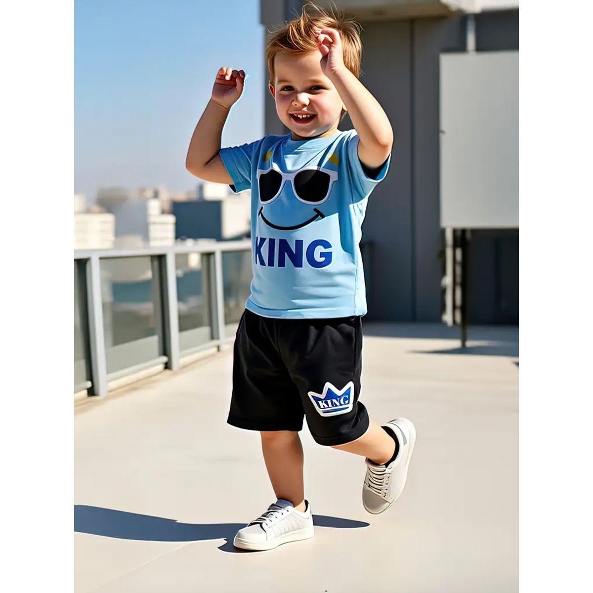 Styli Boys Applique Graphic Print T-Shirt and Shorts Set-boys-clothing-setsandcoords-image-2