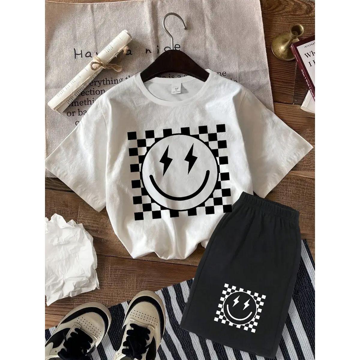 Styli Boys Emoji Lightning Bolt T-Shirt and Shorts Set-boys-clothing-setsandcoords-image-1