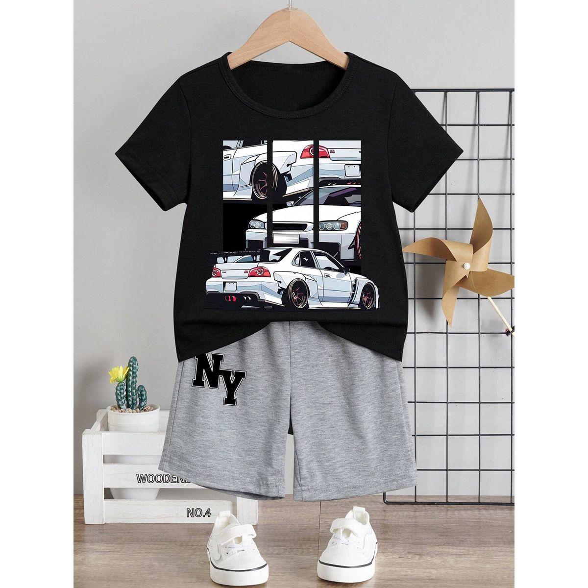 Styli Boys Car Graphic T-Shirt and Shorts Set-boys-clothing-setsandcoords-image-2