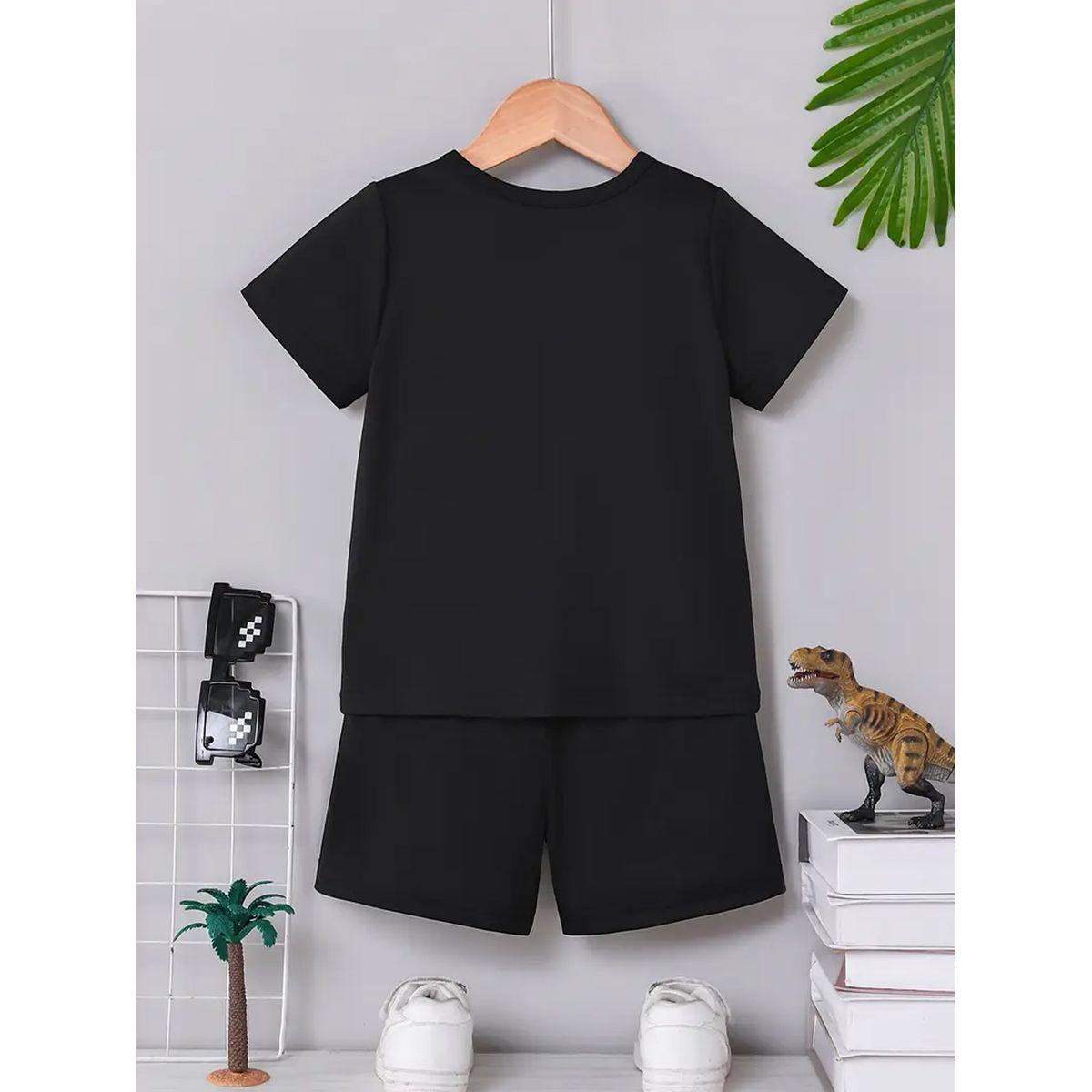 Styli Boys Black Excavator Graphic T-Shirt and Shorts Set-boys-clothing-setsandcoords-image-2
