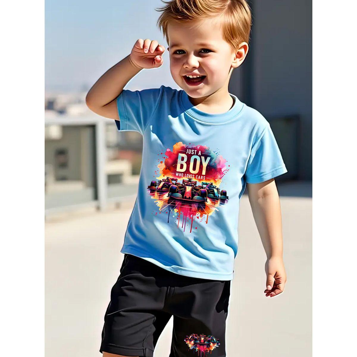 Styli Boys Blue Car Graphic T-Shirt and Shorts Set-boys-clothing-setsandcoords-image-1