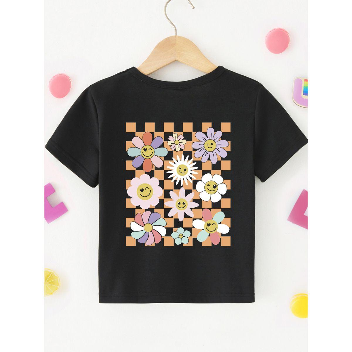 Styli Girls Black Flower Graphic Print T-Shirt-girls-clothing-tshirts-image-3