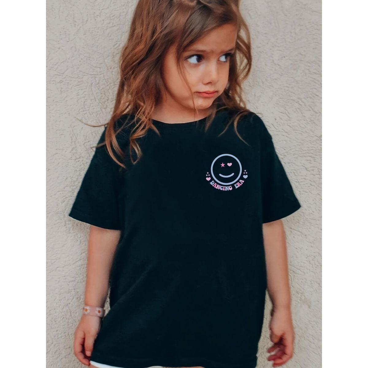 Styli Girls Black Dancing Era Graphic Print T-Shirt-girls-clothing-tshirts-image-2