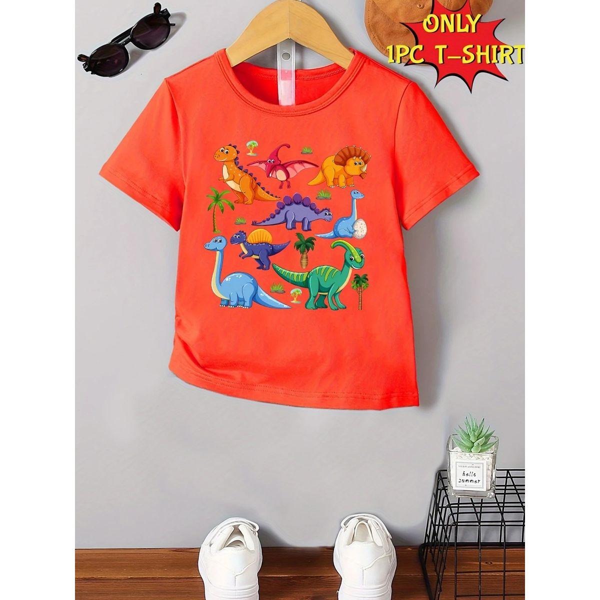 Styli Boys Orange Dinosaur Graphic Print T-Shirt-boys-clothing-tshirtsandpolos-image-2