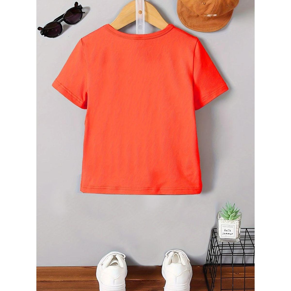 Styli Boys Orange Dinosaur Graphic Print T-Shirt-boys-clothing-tshirtsandpolos-image-3