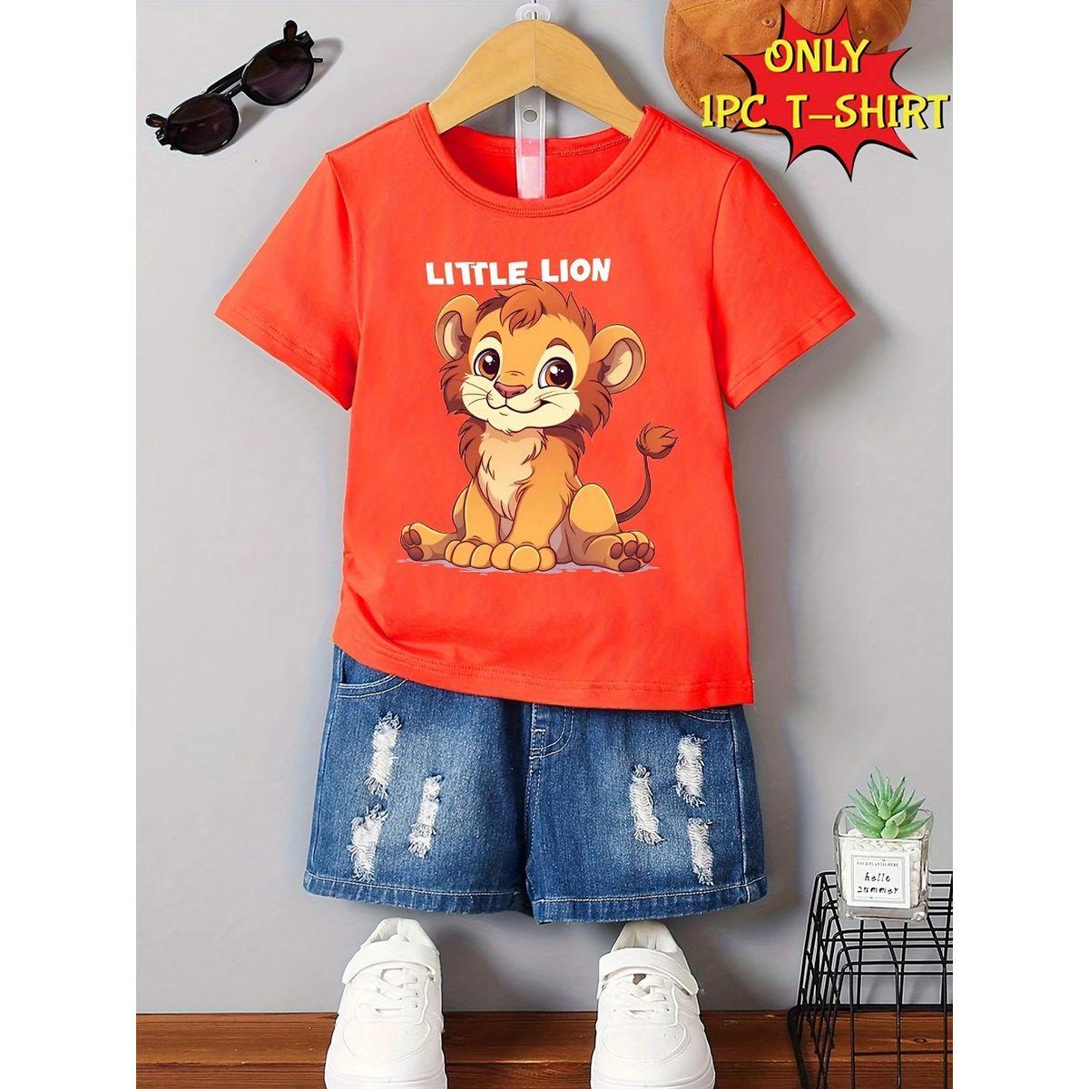 Styli Boys Orange Little Lion Graphic T-Shirt-boys-clothing-tshirtsandpolos-image-1