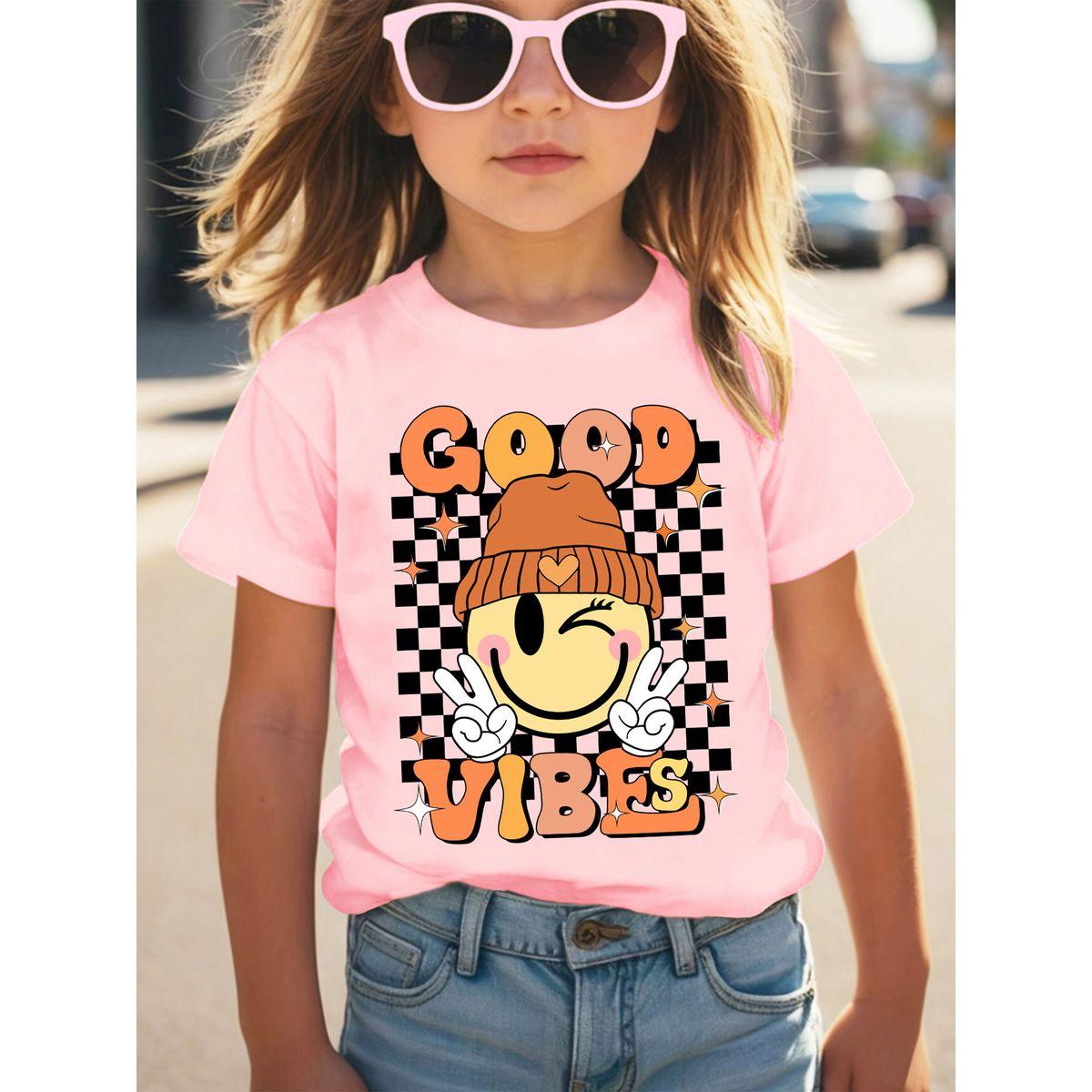 Styli Girls Pink Emoji T-Shirt-girls-clothing-tshirts-image-1