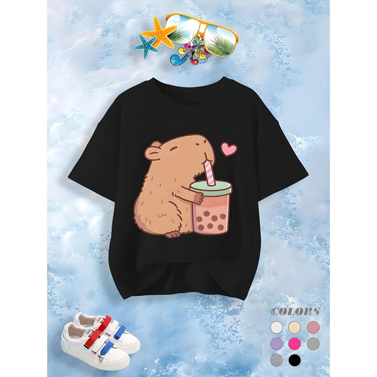Styli Girls Black Graphic Print T-Shirt-girls-clothing-tshirts-image-1