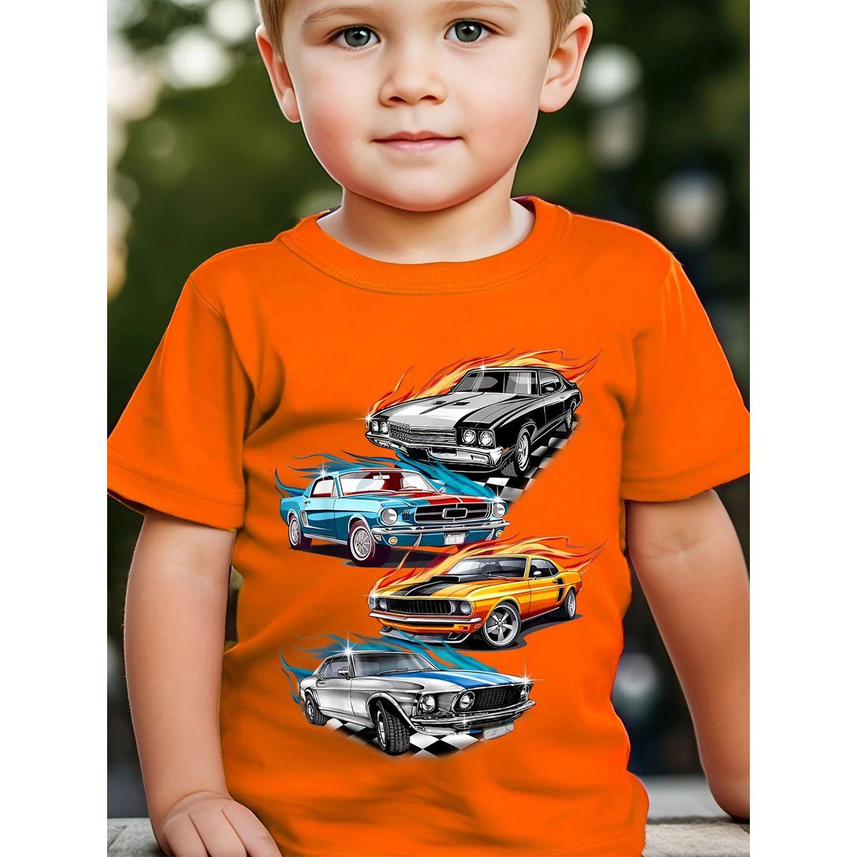 Styli Boys Orange Car Graphic Print T-Shirt-boys-clothing-tshirtsandpolos-image-1