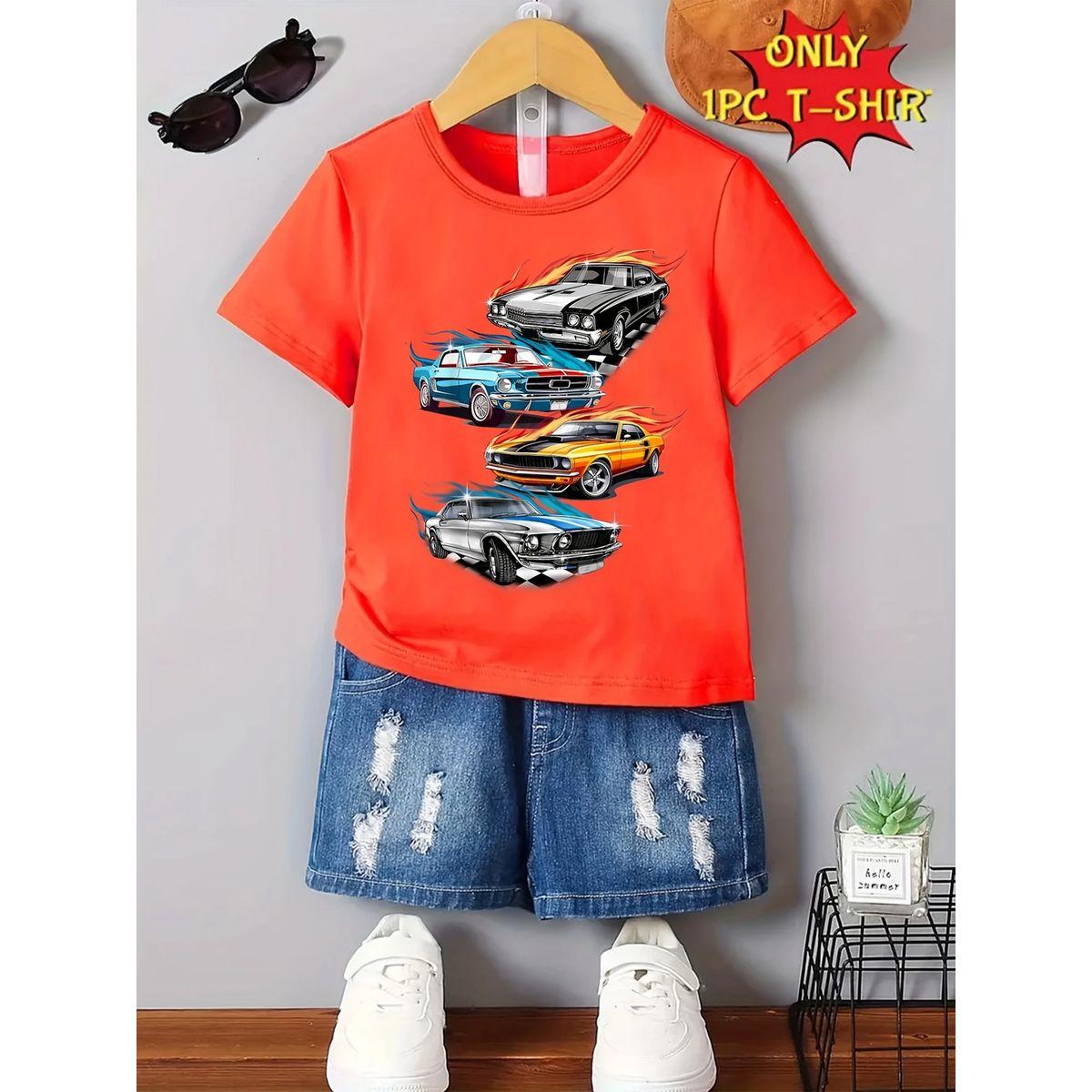 Styli Boys Orange Car Graphic Print T-Shirt-boys-clothing-tshirtsandpolos-image-2