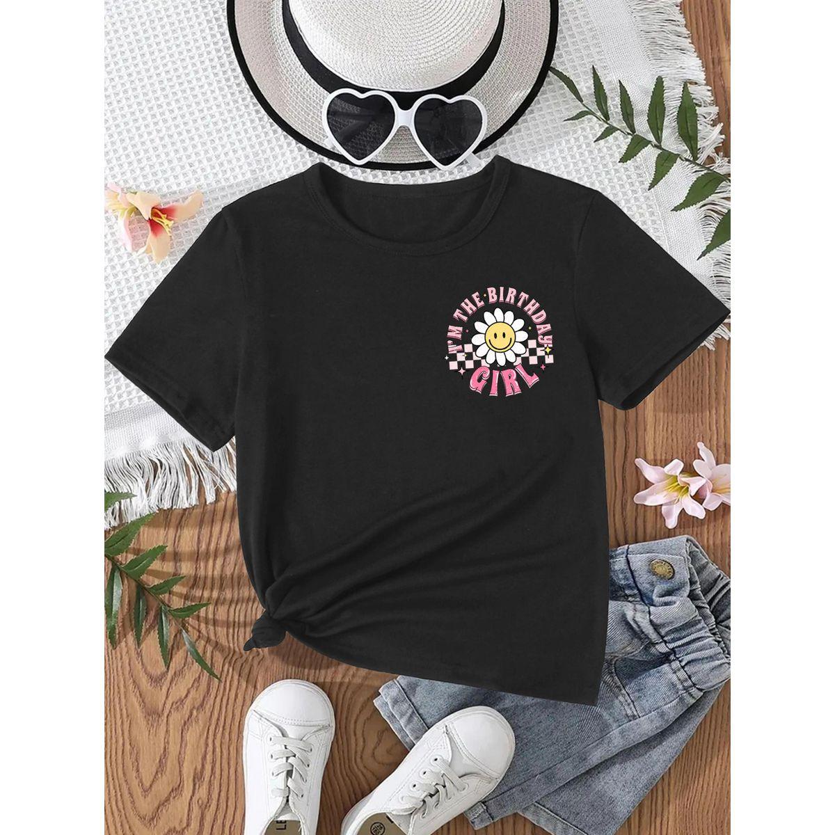 Styli Girl Black Birthday Graphic Print T-Shirt-girls-clothing-tshirts-image-1