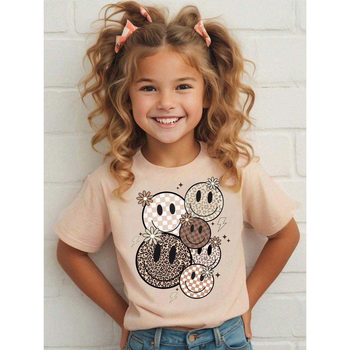 Styli Girls Beige Emoji Graphic T-Shirt-girls-clothing-tshirts-image-1